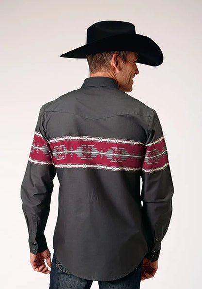Roper 1812 Aztec Border (Black) - Men's Western Shirt