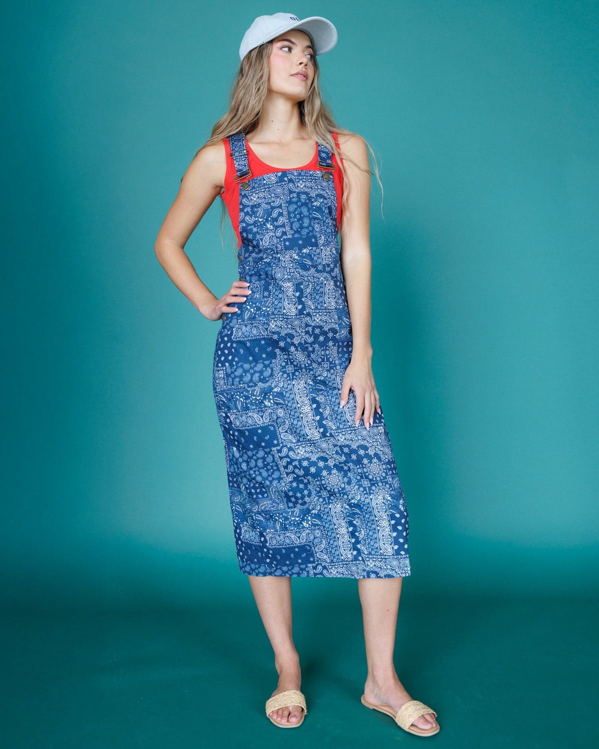 OOTD Navy Bandana Patchwork Overall Dress