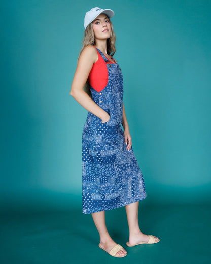 OOTD Navy Bandana Patchwork Overall Dress