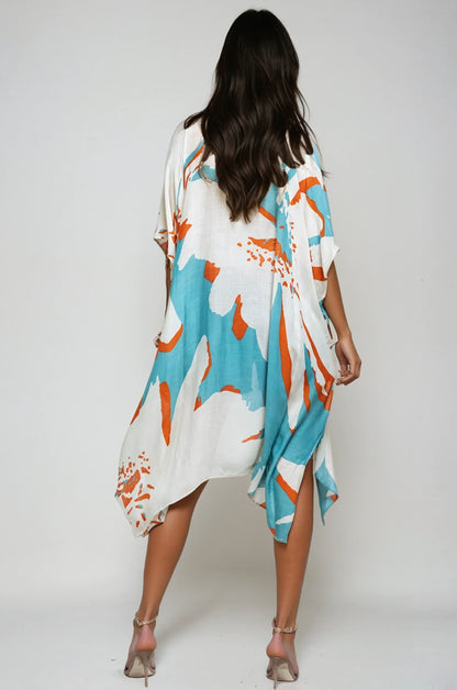 Ocean Bloom Kimono Wrap – Aquamarine