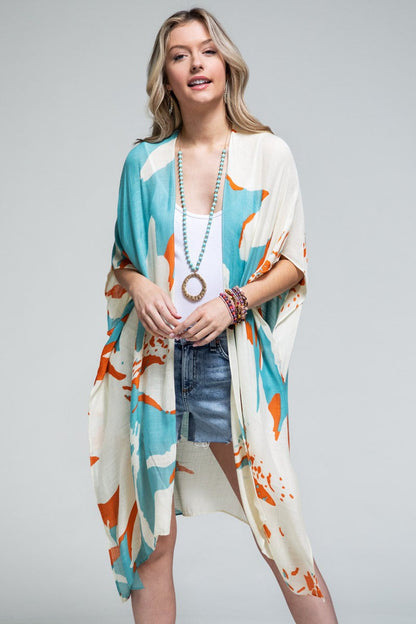 Ocean Bloom Kimono Wrap – Aquamarine