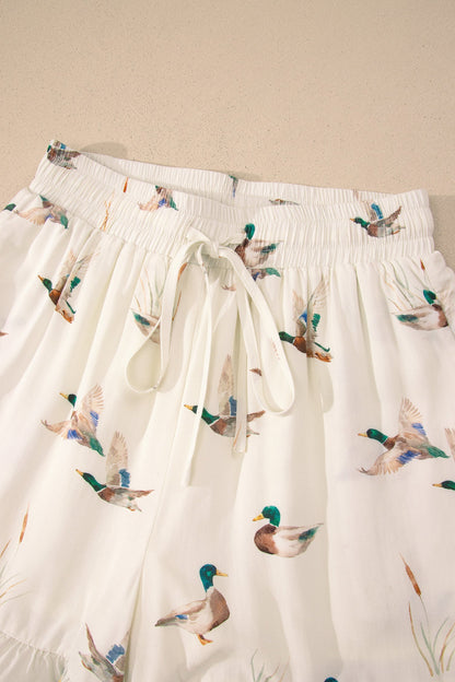 Mallard Ruffle Button-Up Pajama Set, Shirt & Shorts