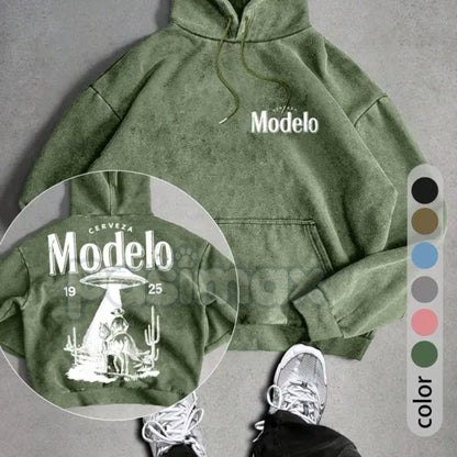 UFO Cowboy Showdown Men's Retro Graphic Hoodie