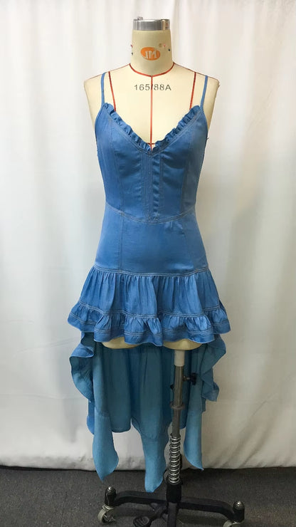 Women's Retro Western Midi Flare Dress with Ruffled Skirt - Vintage Cowboy Style for Fall, Stretch Comfort