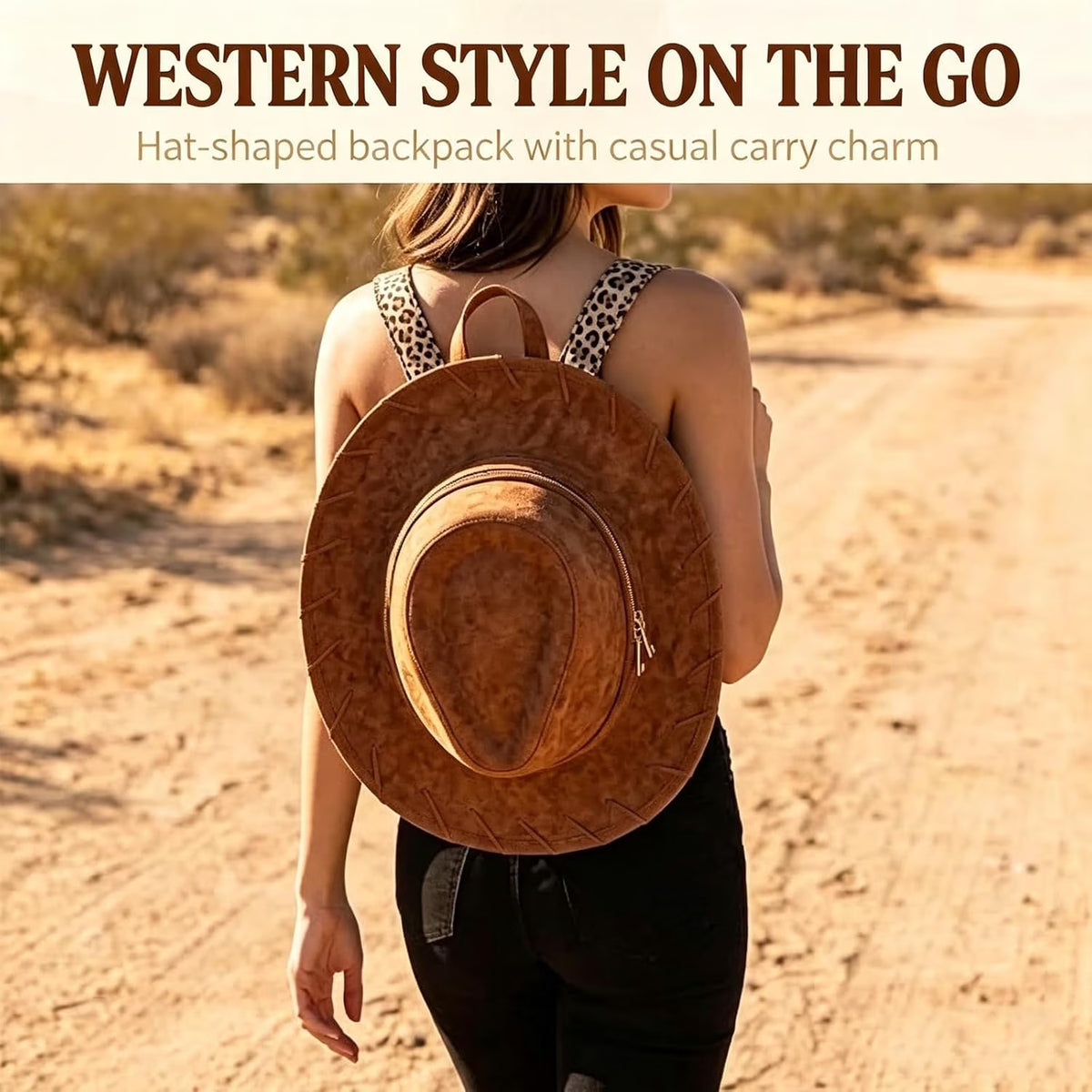 Women's Cowboy Hat Backpack - Western Style Bag for Music Festivals and Country Concerts