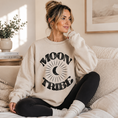 Lunar Essence Moon Tribe Graphic Fleece Crew Sweatshirt