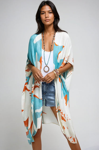 Ocean Bloom Kimono Wrap – Aquamarine