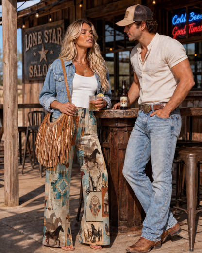 Baha Ranch Bohemian Dreams Wide Leg Pants – High Waist, Inclusive Sizing