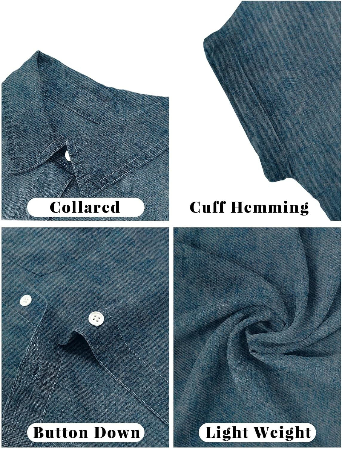 Women's Summer Short Sleeve Denim Shirt Dress