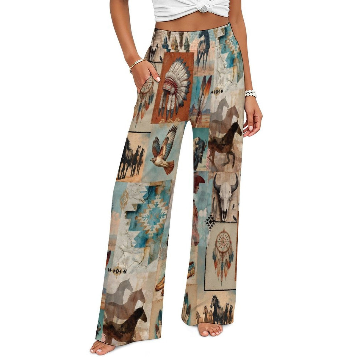 Baha Ranch Bohemian Dreams Wide Leg Pants – High Waist, Inclusive Sizing